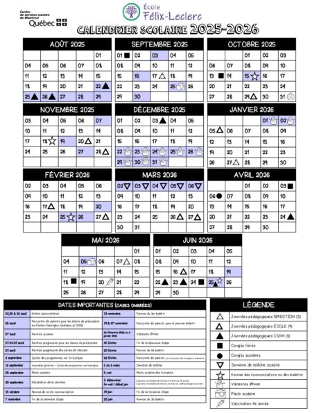 Calendrier en PDF
